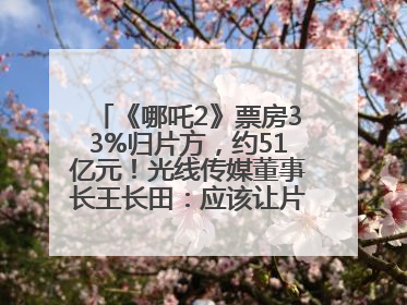 《哪吒2》票房33%归片方，约51亿元！光线传媒董事长王长田：应该让片方得到更多