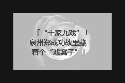 “十家九戏”！泉州郑成功故里藏着个“戏窝子”