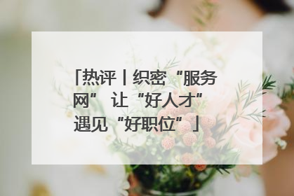 热评丨织密“服务网” 让“好人才”遇见“好职位”