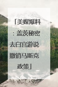 美媒爆料：盖茨秘密去白宫游说撤销马斯克政策