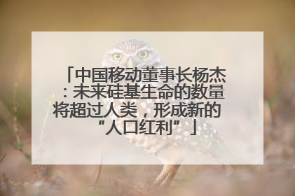 中国移动董事长杨杰：未来硅基生命的数量将超过人类，形成新的“人口红利”