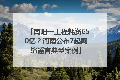 南阳一工程耗资650亿？河南公布7起网络谣言典型案例