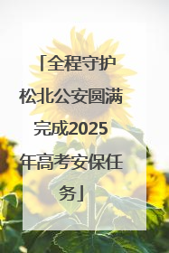 全程守护 松北公安圆满完成2025年高考安保任务