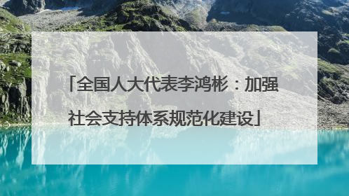 全国人大代表李鸿彬：加强社会支持体系规范化建设