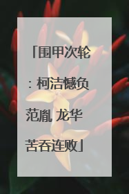 围甲次轮：柯洁憾负范胤 龙华苦吞连败
