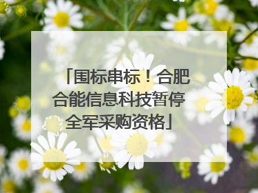 围标串标！合肥合能信息科技暂停全军采购资格