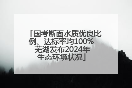 国考断面水质优良比例、达标率均100% 芜湖发布2024年生态环境状况