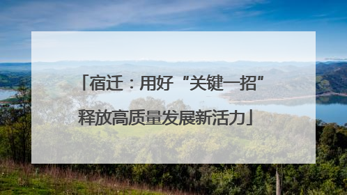 宿迁：用好“关键一招” 释放高质量发展新活力