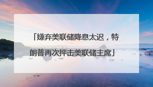 嫌弃美联储降息太迟，特朗普再次抨击美联储主席