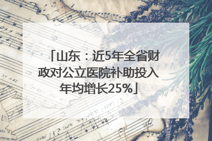 山东：近5年全省财政对公立医院补助投入年均增长25%