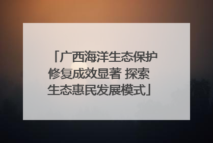 广西海洋生态保护修复成效显著 探索生态惠民发展模式