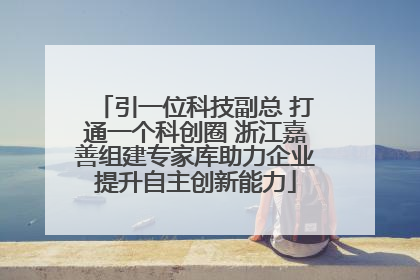 引一位科技副总 打通一个科创圈 浙江嘉善组建专家库助力企业提升自主创新能力