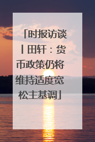 时报访谈丨田轩：货币政策仍将维持适度宽松主基调