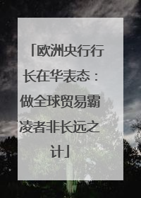 欧洲央行行长在华表态：做全球贸易霸凌者非长远之计