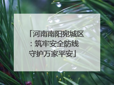 河南南阳宛城区：筑牢安全防线 守护万家平安