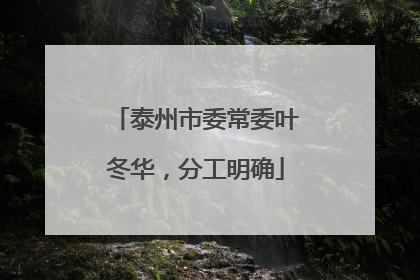 泰州市委常委叶冬华，分工明确