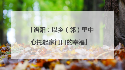 洛阳：以乡（邻）里中心托起家门口的幸福