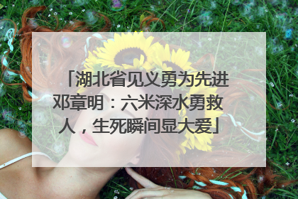 湖北省见义勇为先进邓章明：六米深水勇救人，生死瞬间显大爱