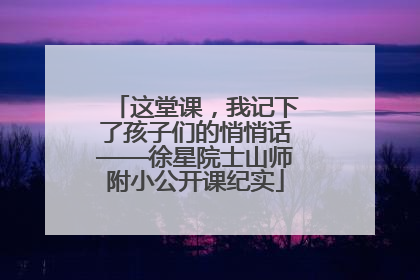 这堂课，我记下了孩子们的悄悄话——徐星院士山师附小公开课纪实