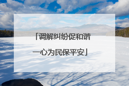 调解纠纷促和谐 一心为民保平安