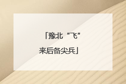豫北“飞”来后备尖兵