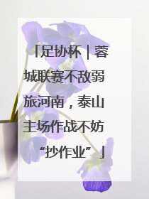 足协杯｜蓉城联赛不敌弱旅河南，泰山主场作战不妨“抄作业”