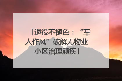 退役不褪色：“军人作风”破解无物业小区治理顽疾