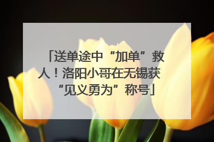 送单途中“加单”救人！洛阳小哥在无锡获“见义勇为”称号