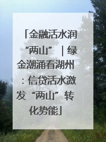 金融活水润“两山”｜绿金潮涌看湖州：信贷活水激发“两山”转化势能