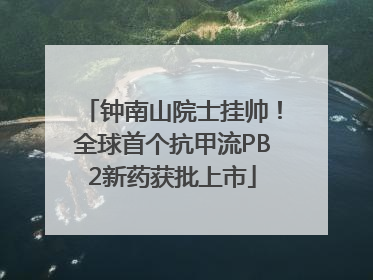 钟南山院士挂帅！全球首个抗甲流PB2新药获批上市