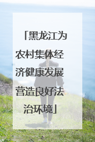 黑龙江为农村集体经济健康发展营造良好法治环境