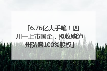 6.76亿大手笔！四川一上市国企，拟收购泸州弘盛100%股权